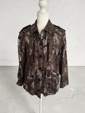ZADIG & VOLTAIRE Brown Metallic Sequined Jacket Size Small